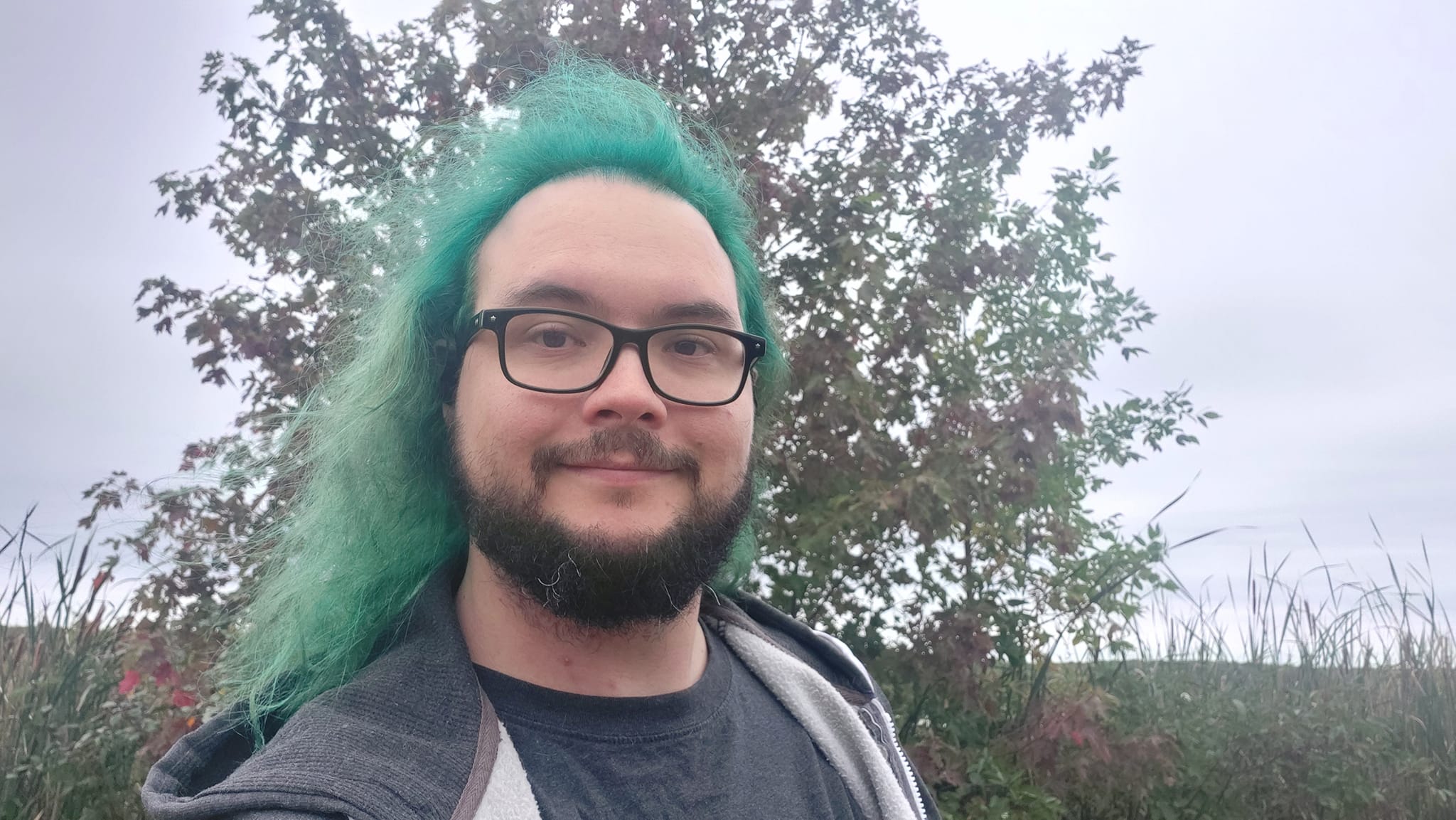 A man with green hair is visiting a freshwater marsh, photo 16